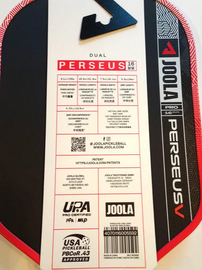 JOOLA Ben Johns Perseus Pro V 16mm Pickleball Paddle – Red – New